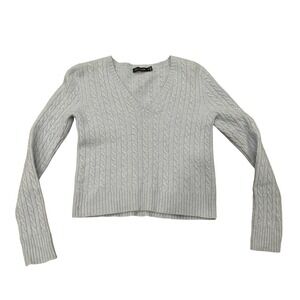 The Limited Light Blue Cable Knit V Neck Sweater Long Sleeve Women's Medium